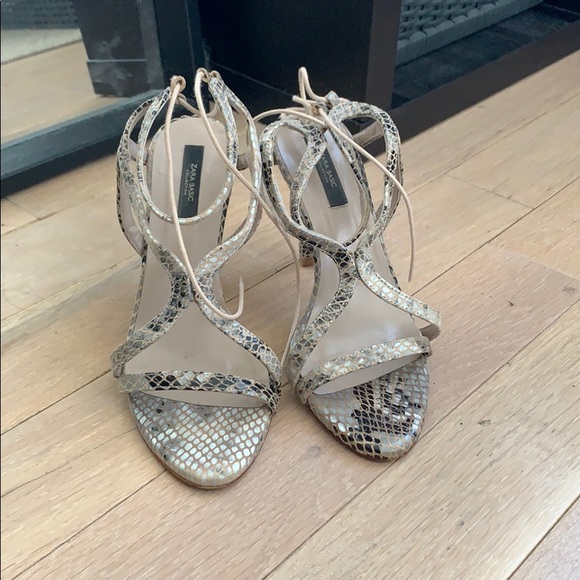 Zara Shoes - Zara Snakeskin Strappy Heels sz. 7